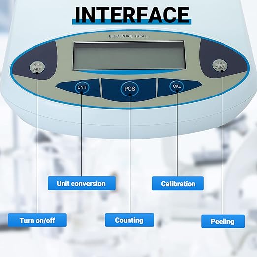 FOUR E'S SCIENTIFIC Lab Scale 5000gx0.01g High Precision Laboratory Analytical Balance Scale 0.01g Accuracy Science Scale Jewelry/Kitchen Scale