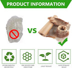 Honeycomb Packing Paper,15" x 200' Bubble Cushioning Wrap Roll for Moving Shipping Packaging Gifts, Recyclable Cushioning Paper Moving Packing Supplies Protective Roll with 20 Fragile Sticker Labels