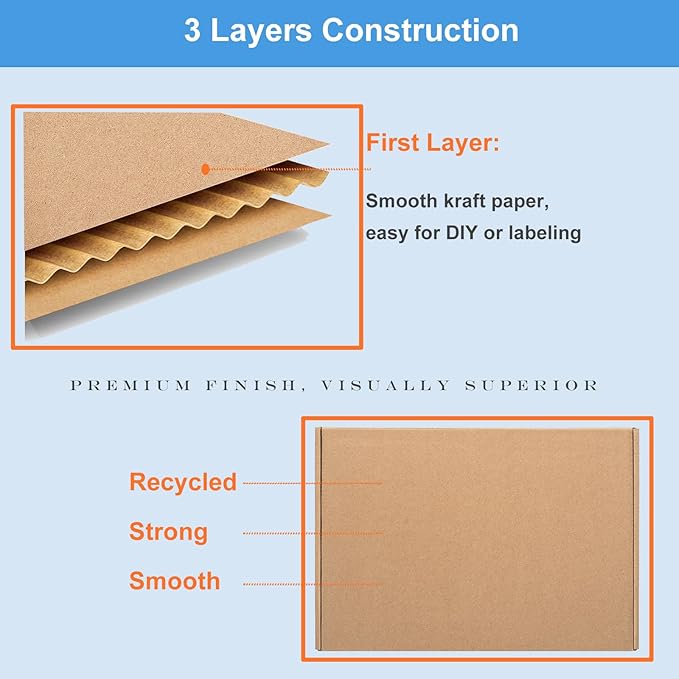 8x8x4" Shipping Boxes 25 Pack Mail Box Brown Corrugated Cardboard Mailing Boxes for Small Business, Kraft Medium Literature Mailer Packaging Supplies