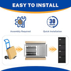 4 Drawer File Cabinet with Lock Metal Vertical File Cabinet Office Home Vertical File Cabinet for A4 Legal/Letter Size Narrow File Cabinet Locked,Assembly Required (Black, 4 Drawers- Vertical)