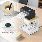 Label Holder for Rolls and Fan-fold Labels, Heavy Duty Metal Thermal Label Holder for Desktop Printer Holder, Thermal Printer Accessory for Office, Home, Small Business (White)
