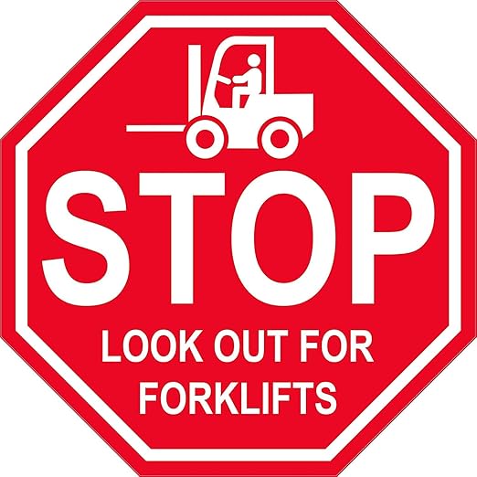"Stop Look Out for Forklifts" - Laminated Vinyl Floor Sign by Graphical Warehouse - 5S Safety and Security Signage, Visual Communication Tool (38")