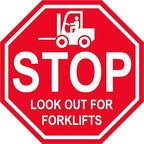 "Stop Look Out for Forklifts" - Laminated Vinyl Floor Sign by Graphical Warehouse - 5S Safety and Security Signage, Visual Communication Tool (26")