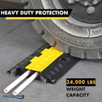 Kable Kontrol Atlas Heavy Duty Cable Protector Ramp - 2 Channel Bulk Wholesale Pallet - 10 Pcs - 40” Long Black & Yellow - 24,000 Lbs Capacity - Rubber Speed Bump Wire Protector Cord Cover - CP9987