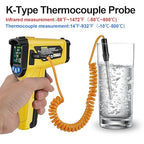 Infrared Thermometer Gun, TEMIRUP Non Contact Digital Laser Temperature Gun with K-Probe for Industrial, Cooking, Griddle,Engine, HVAC, Humidity,Adjustable Emissivity -58°F to 1472°F(-50~800°C)