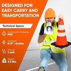Pyle 18" PVC Traffic Cones, 8-Pack Safety Cones for Parking, Construction, Roadwork, & Sports Training, High-Visibility Orange, Durable, Stackable Design, Heavy-Duty Base for Stability in All Weather