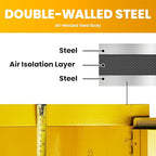 72 Gallon Yellow Flammable Storage Cabinet, Fireproof Steel Chemical Storage Locker with Adjustable Shelves, for Flammable Liquids, Industrial Use, Free Returns!