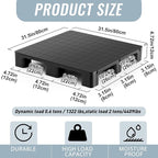 1 Pcs Plastic Pallet for Basement Storage Easy Stack Lightweight Floor Pallet Display Flooring Room Supermarket Christmas, Support up to 2000 Lbs (31.5'' L X 31'' W X 4.7'' H,Black)