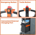 T Tory Carrier Electric Pallet Jack Truck 3300lbs Capacity Lithium Electric Pallet Trucks 48" x27" Forks Li-ion Battery Lift for Narrow Spaces, Easy Battery Replacement-Orange