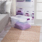 Sterilite 12-Pack ClearView Latch Box, Stackable Storage Organizer Bins for Home, 66 Quart