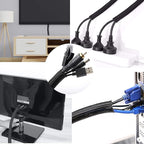 1/4" x 50ft Black Cable Sleeve Cover - Pet-Proof Cord Management System for Home Office Desk, Durable Wire Organizer Protector from Dog Cat Chewing, Flexible Cable Hider (Black)