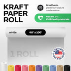 White Paper Roll 48" x 1200" (100 feet) - USA-Made Kraft Paper 50lb Thickness - 100% Recyclable Natural Craft Wrapping Material for Packing, Moving, Shipping & Crafts/Arts by IDL Packaging