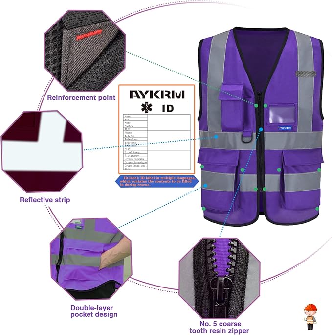 A-SAFETY High Visibility Reflective Safety Vest Customize Logo (XS-8XL)