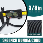 Strong and Durable Bungee Cord - 3/8" x 100ft Elastic Cord, Kayak Stretch String Rope, Bungee Shock Cords for Repairing Tent Poles, DIY, Tie Downs, Black