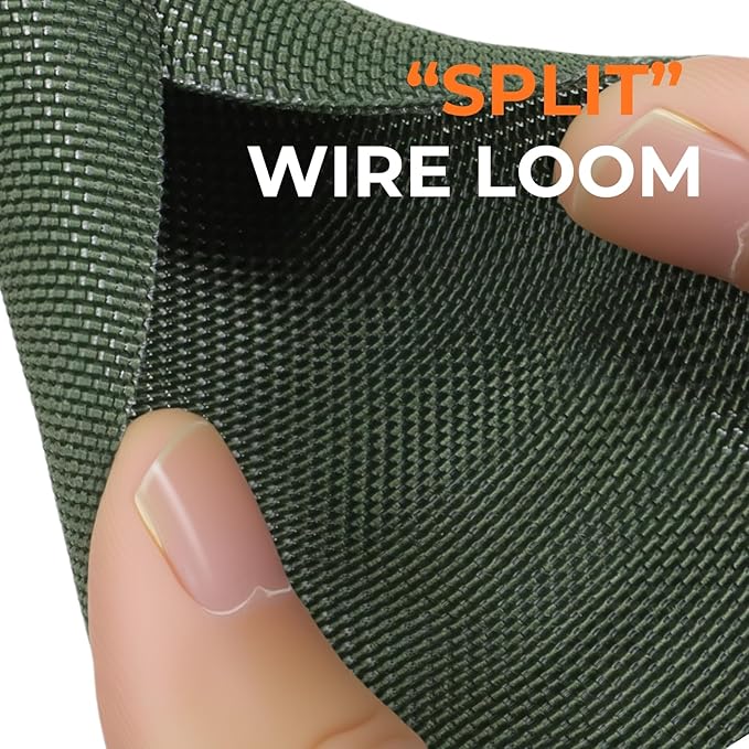 3/4 inch Split Braided Cable Management Sleeve for USB Cable Power Cord Audio Video Cable, High-Temperature Automotive Harness Wire Loom Cord Protector from Cat Dog Chewing (Green, 10FT)