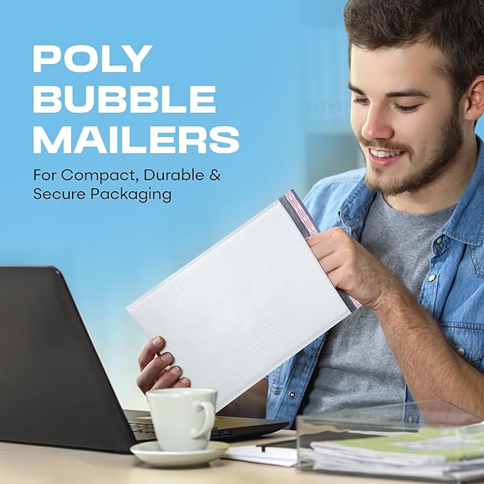 White Small Poly Bubble Mailers 6x10 inch #0 | Self Seal Padded Envelopes | Cushioned Bubble Mailer | Usable Size 6x9 | WaterProof | Lightweight mailing Shipping Bags | 250 Pack Bulk | Made in USA