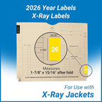 2026 Year Stickers, Doctor Stuff 2026 Chart Stickers, Yellow Color Coded, Ames Large Style, USA Made Year Labels for X Ray Jackets, 500/Roll, 1 Roll, 1-7/8" x 1-7/8"