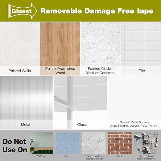 Removable Double Sided Tape for Walls,1IN x 20FT Heavy Duty Mounting Tape, No Damage Wall Tape Damage Free Adhesive Strips Picture Hanging Strips Poster Strips Decor Home Office School Dorm
