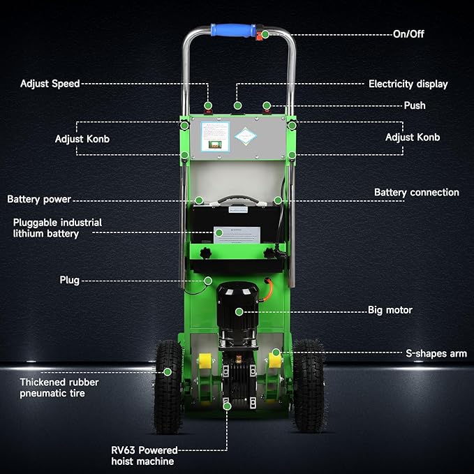 Electric Stair Climbing Dolly, 1250W Electric Stair Climbing Hand Truck, 900lbs Max Load Capacity, 3 Mode Folding Stair Climber Hand Trucks with Telescopic Handle for Moving Furniture (Green)