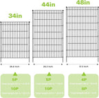 8 Panels No Dig Garden Fence Animal Barrier, 48in(H) × 21ft(L) Decorative Metal Outdoor Dog Fence, Rustproof Pet Fencing for Yard, Patio, Flower Bed -Temporary Fencing| Easy to Install