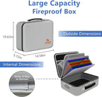 TIGERKING Fireproof Document Box Hard Shell, Fire Proof File Box for Documents with Combination Lock, File Safe Boxs Fireproof Waterproof with Handle, Durable Organizer for Home Office Storage - Grey