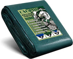 Tarp Waterproof 14x20 Feet, 8 Mil Thick Finished Size Green Poly Tarpaulin Outdoor, Metal Grommets, Reinforced Edges, Multipurpose Tarps Protective Cover for Camping Boat Plant