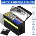 File Organizer Bag with Removable Folder Layers/Wallet,6500°F Fireproof Document Organizer with Lock&Reflective Strip,Portable Home Travel Safe Storage Box for Important Documents(14.1x9.5x4.2 inches)