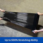 Noah's Ark Warehouse 18" x 1500FT Industrial Class Pallet Wrap, 60 Gauge Black Stretch Film for Warehouse Packing, Adhering Packing Moving Packaging (1 Pack)