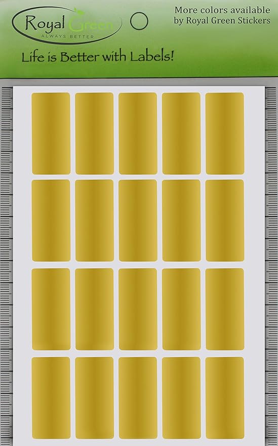 Royal Green Rectangular Color Coding Stickers in Gold (40mm x 19mm) 1.57 inch x 0.75-1000 Pack