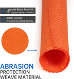 Split Braided Cable Sleeve，Flexible Wire Loom Tubing, Automotive Cord Protector Pet Proof, Cable Management for Computer TV Electric Wires Harness 16ft (Orange, 10mm（3/8")