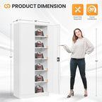 Metal Garage Storage Cabinets with Lock, 71" Tall Tool Cabinet with 2 Door and 5 Adjustable Shelves, Locking Garage Cabinets and Lockable Steel Locker for Home Office Warehouse - (White-71”H)