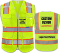 BeautyWill Custom Logo Safety Vest 8 Pockets Class2 ANSI Certified High Visibility Reflective Vest for Men - Personalized Logo Heavy-Duty Work Vest（Yellow，3XL）