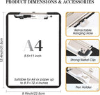 2 PCS Clip Boards 8.5x11,Black Plastic Clipboard with Pen Holder,Standard Letter Size A4,Heavy Duty,Hanging Clipboards for Women Kids Teacher, School Office Home Supplies
