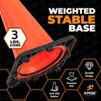 Xpose Safety 18 Inch Orange Traffic Cones, 4-Pack - Multipurpose PVC Plastic Safety Cone for Parking, Soccer, Caution, Kids and Construction - DOT Approved