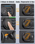 Uniclife 71 Position Key Box, Wall Mount Key Lock Box with Code and Key Lock, Fingerprint Key Cabinet with Anti-Theft Key Drop Slot & Keypad, Keys Safe for Office Hotel & Company