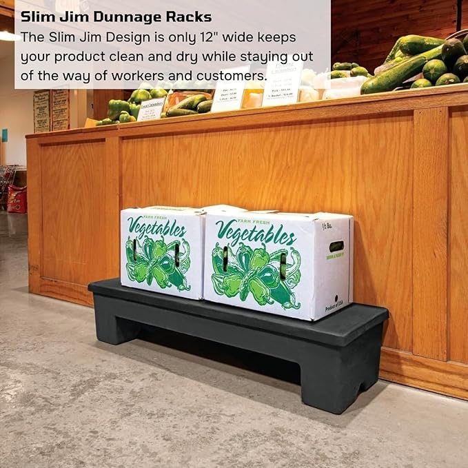 Slim Jim Narrow Heavy-Duty Plastic Poly Dunnage Rack for Warehouses and Commercial Storage 36" x 12" x 8" with 750 lb Capacity | For Wareshouse, Storage, and Merchandising