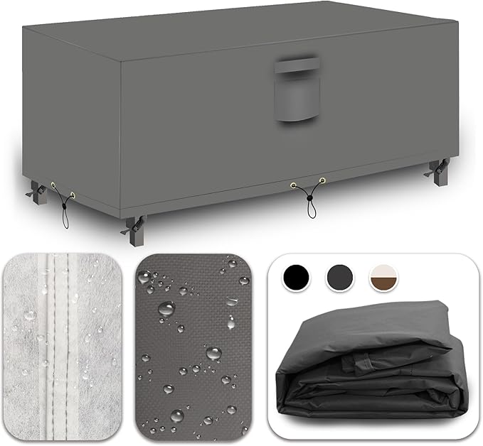 Heavy Duty Patio Furniture Covers Waterproof, 600D Outdoor Furniture Cover Waterproof for Sectional Sofa Couch, Outdoor Dining Table and Chair Set Covers 64''L x 52''W x 28''H, Grey
