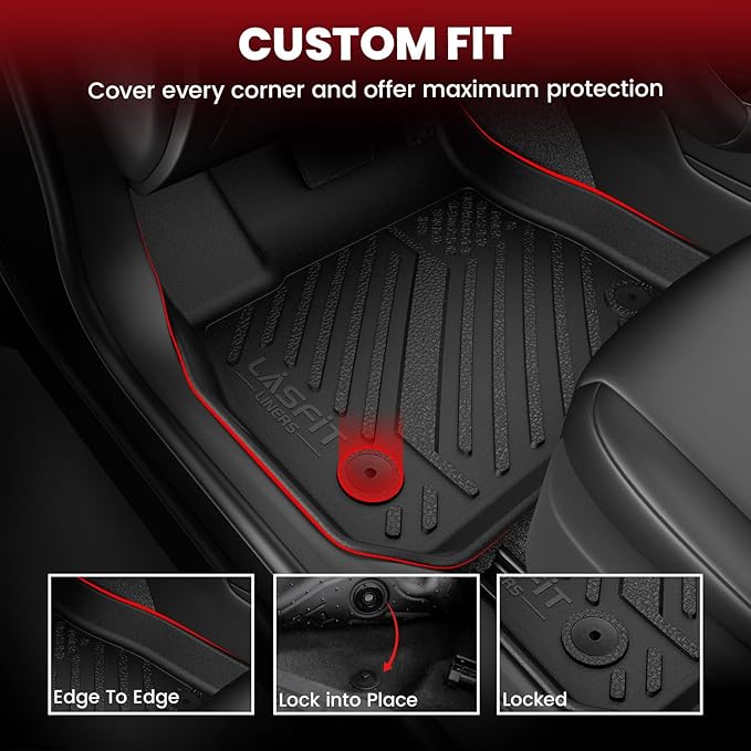 LASFIT Floor Mats & Trunk Mat for Ford Fusion 2013-2016 (Only Fit Gasoline) All Weather TPE Mats Custom Fit Floor Liner for Fusion & MKZ 1st & 2nd Row Car Mats and Cargo Liner, Black