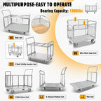 Platform Truck Cart with Cage, 6-in-1 Flatbed Utility Carts, Foldable Heavy Duty Push Cart Dolly W/Swivel Wheel, Rmovable Side, 1800lbs Capacity, 39"x24" Hand Truck for Groceries, Garage, Warehouse