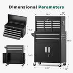 Greenvelly 8-Drawer Rolling Tool Chest, Metal Tool Chest with Wheels, Tool Cabinet with Detachable Top Tool Box, Metal Tool Cart with Liner & Hooks for Garage, Workshop, Warehouse (Black)