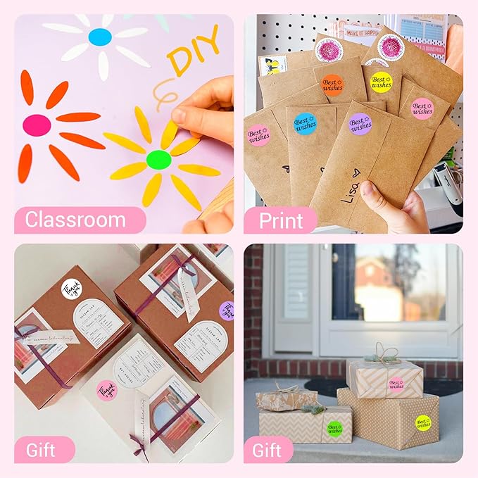 1 Inch Circle Dot Stickers 1000 PCS Color Coding Thermal Labels Dots Writable Printable Small Round Stickers for Office, Classroom, Inventory, Garage, Organizing Storage, DIY, Pink