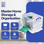 Really Useful Box 84 Liters Storage Container with Snap Lid and Clip Lock Handle for Lidded Home and Item Storage Bins, 2 Pack, Clear