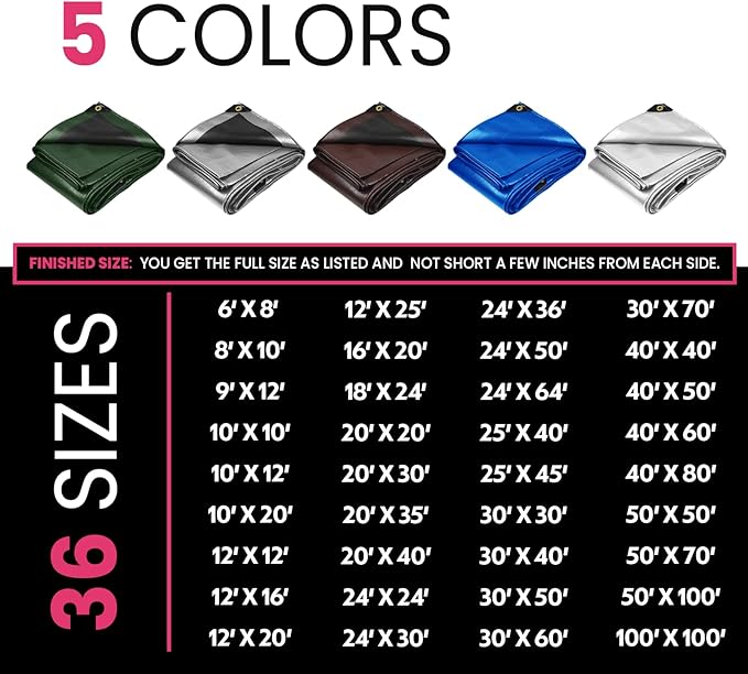 PROTARP Extreme Heavy Duty 22 Mil Tarp Cover, Waterproof, UV Resistant, Rip and Tear Proof, Poly Tarpaulin with Reinforced Edges for Roof, Camping, Patio, Pool, Boat. (Blue 25′ X 40′)