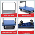 660 lbs Foldable Platform Truck Dolly with Swivel Wheels, Heavy Duty Moving Platform Hand Truck, 35.4 * 23.6 * 34.25 inches (PH300PVC)