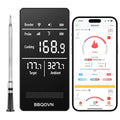 WiFi Sub-1G Wireless Meat Thermometer Unlimited Range 7 NIST Cert.Sensors IP68 With Ambient Temp Accuracy ±0.5°F APP&Magnet Smart Digital Base,Monitor for BBQ, Grill,Oven,Smoker(1,Black,Small)