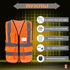 A-SAFETY High Visibility Mesh Safety Reflective Vest with Pockets and Zipper,Hi Vis Viz Reflective Safety Vest(Orange Mesh XXL)