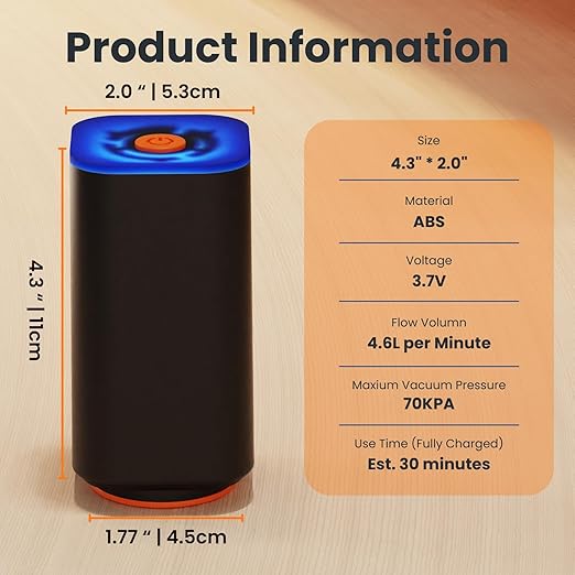 3D Printer Filament Vacuum Pump 1200mAh Portable Air Pump for Storage Bags Powerful Vacuum Pump for Home Storage & Fast Deflate