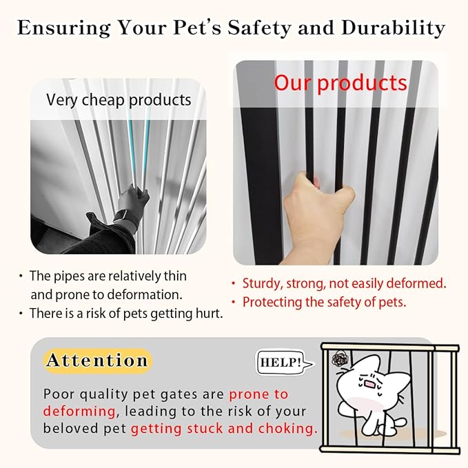 Lumizone Extra Tall Cat Gate 55.12" High Pressure Mounted Extra Wide 2025 New (17 Sizes) 1.37" Gap No Drilling Auto-Close One-Handed Operation Tall Pet Gate for Dogs(Black, 55.12" H x 67.72"-71.84" W)
