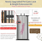 Lumizone Extra Tall Cat Gate 61.02" High Pressure Mounted Extra Wide 2025 New (17 Sizes) 1.37" Gap No Drilling Auto-Close One-Handed Operation Tall Pet Gate for Dogs(Black, 61.02" H x 34.25"-38.38" W)