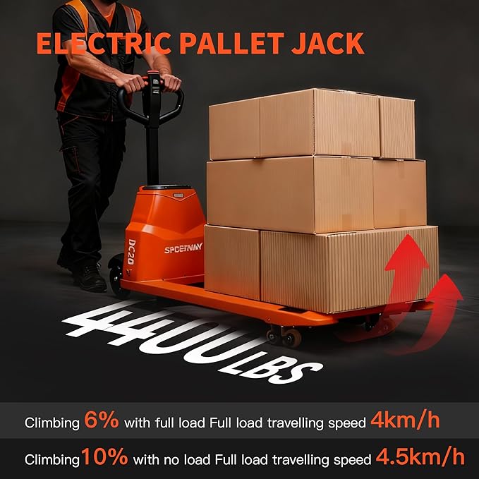 Full Electric Pallet Jack, 4400lbs Capacity Electric Pallet Lift Trucks, 48" x 27" Fork Size Powered Lithium Battery Pallets Truck for Indoor Spaces Warehouse Storage and Material Handling